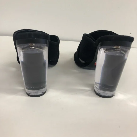 KENDALL+ KYLIE KARMEN SUEDE CRISSCROSS SLIP ON MULE CLEAR BLOCK HEELS SIZE 8 - Picture 3 of 8